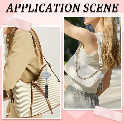 3Pcs 3 Styles 201 Stainless Steel String Bag & Iron with Glass Mirror & Alloy Bowknot Pendant Keychains HJEW-SC0003-27-1