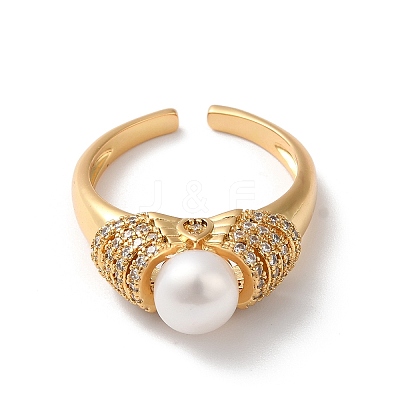 Brass Micro Pave Cubic Zirconia Cuff Rings RJEW-P088-05G-1