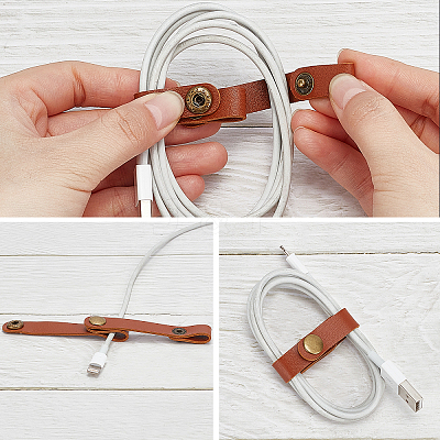 20Pcs 2 Colors Imitation Leather Data Wire Earphone Organizer AJEW-GF0004-06-1