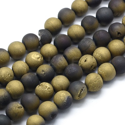 Electroplated Natural Druzy Agate Bead Strands G-E502-06A-1