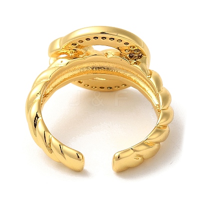 Flat Round Cubic Zirconia Open Cuff Rings RJEW-U008-37G-1