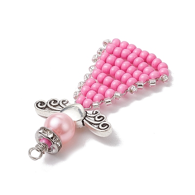 Glass Seed Beads Pendants PALLOY-MZ00381-01-1