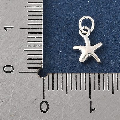 925 Sterling Silver Starfish Charms with Jump Rings STER-R013-01S-1