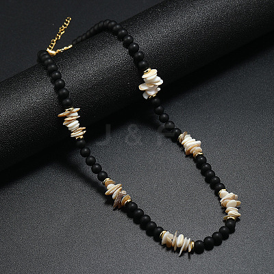 Bohemian Synthetic Non-magnetic Hematite & Coconut & Shell Surf Punk Beaded Necklaces for Men NI4745-3-1