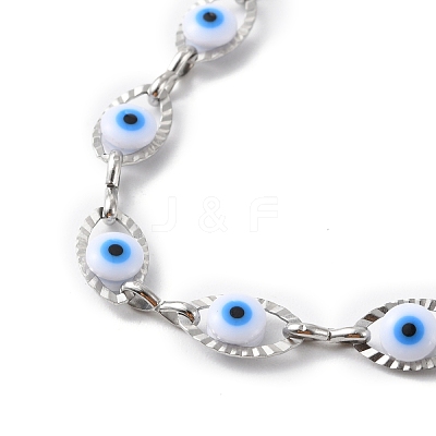 Evil Eye Plastic Link Chain Necklace NJEW-H169-03P-1