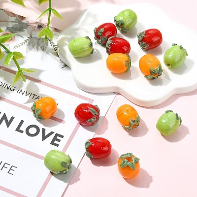 15Pcs 3 Colors Handmade Lampwork Enamel Beads LAMP-CJ0003-15-1