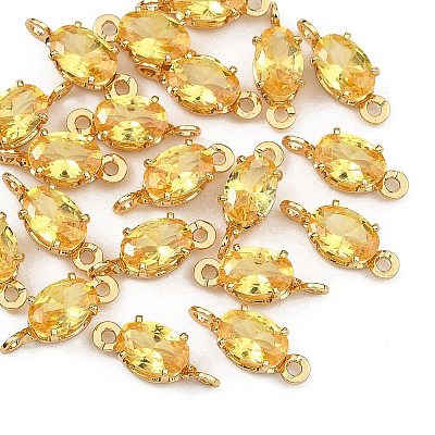 SHEGRACE Brass Pave Cubic Zirconia Oval Connector Charms XGRQ2O646-437C-G-1