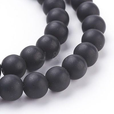 Synthetic Black Stone Beads Strands X-G508-1-1
