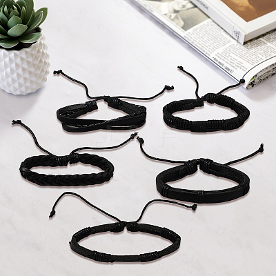 1Bag Mixed Styles Adjustable PU Leather Cord Braided Bracelets for Unisex BJEW-CL0001-47C-1