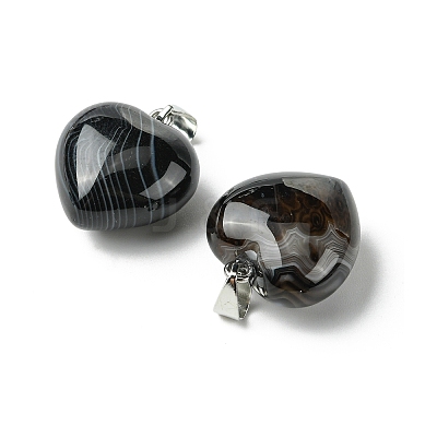 Natural Banded Agate Pendants G-F820-10A-13-1
