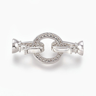 Brass Micro Pave Cubic Zirconia Fold Over Clasps KK-P164-14P-1