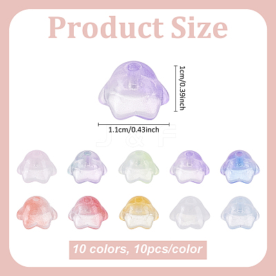 100Pcs 10 Colors Transparent Two Tone Spray Painted Glass Beads GLAA-ME0001-02-1