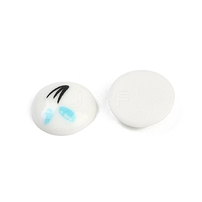White and Black Flat Round Cartoon Resin Cabochons CRES-Q009-01H-1