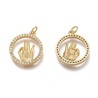 Brass Micro Pave Clear Cubic Zirconia Pendants X1-ZIRC-H107-08G-1