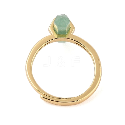 Double Pointed Hexagonal Prism Natural Mixed Stone Adjustable Rings for Women RJEW-G327-01G-1