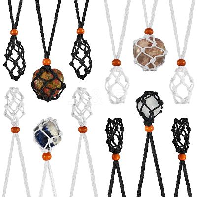 12Pcs 4 Style Adjustable Braided Waxed Cord Macrame Pouch Necklace Making NJEW-SZ0001-51-1