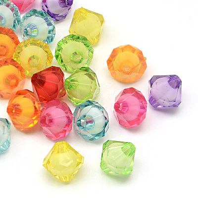 Faceted Transparent Bicone Acrylic Beads TACR-Q011-8mm-M-1