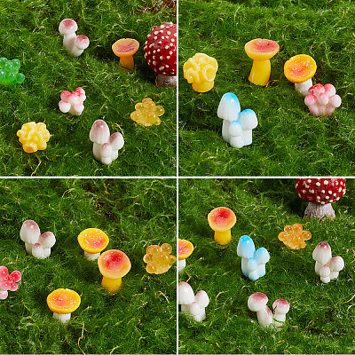 36Pcs 9 Styles Microlandscape Simulation Mushroom Pot Gardening for Doll RESI-SP0001-33-1