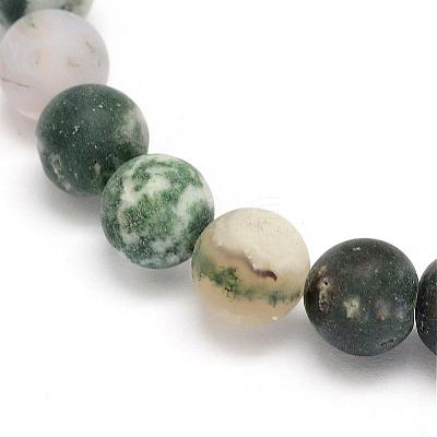 Natural Tree Agate Frosted Agate Round Gemstone Beads Strands G-O151-01-10mm-1