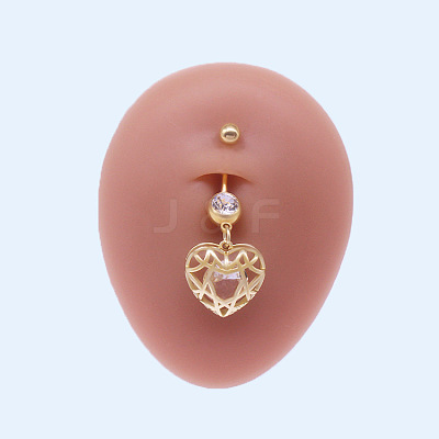 316L Surgical Stainless Steel Micro Pave Clear Cubic Zirconia Belly Rings FS-WGA8928-06-1