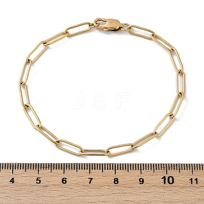 PVD Vacuum Plating 304 Stainless Steel Paperclip Chain Bracelets X-BJEW-I295-15G-1