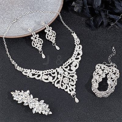 Crystal Rhinestone Wedding Jewelry Set SJEW-GO0001-02-1
