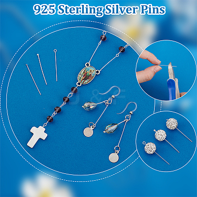 36Pcs 3 Styles 925 Sterling Silver Eye Pins STER-PH0002-65-1