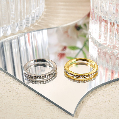 2Pcs 2 Colors Alloy with Crystal Rhinestone Finger Rings RJEW-TADJ0001-01D-1