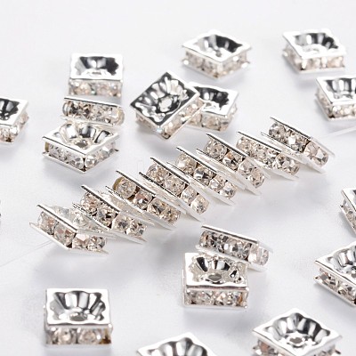 Brass Rhinestone Spacer Beads RSB074NF-01S-1