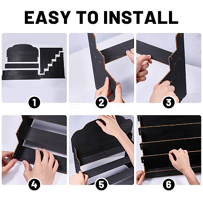 5-Tier Wood Display Riser Stands for Greeting Cards ODIS-WH0043-230B-1