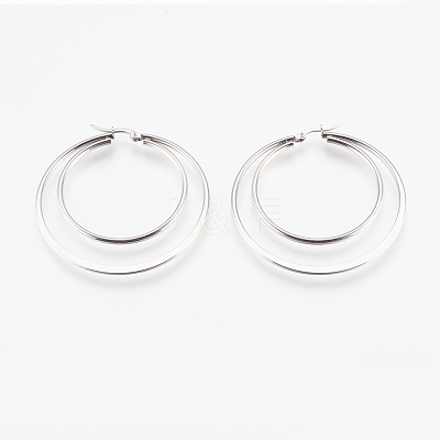 Tarnish Resistant 201 Stainless Steel Hoop Earrings EJEW-I213-B-01P-1