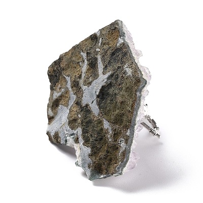 Natural Tourmaline Cluster & Alloy Miner Model Ornament DJEW-D002-10AS-02-1