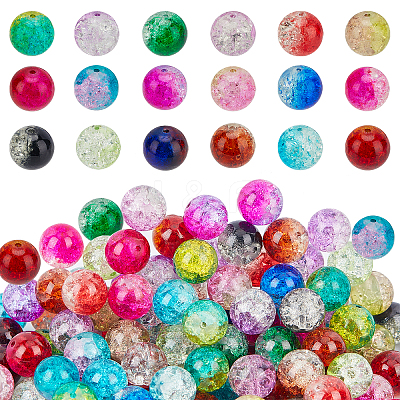 DIY Baking Paint Crackle Glass Beads Stretch Bracelet Making Kits DIY-PH0004-54E-1