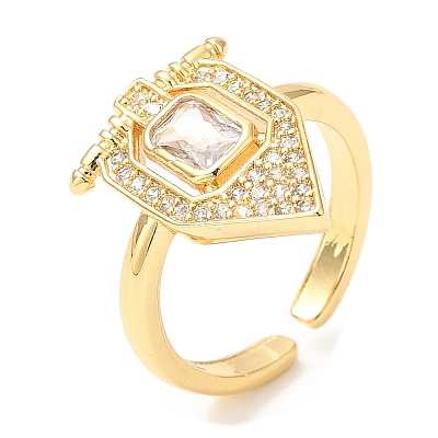 Cubic Zirconia Wide Open Cuff Ring RJEW-A018-01G-1