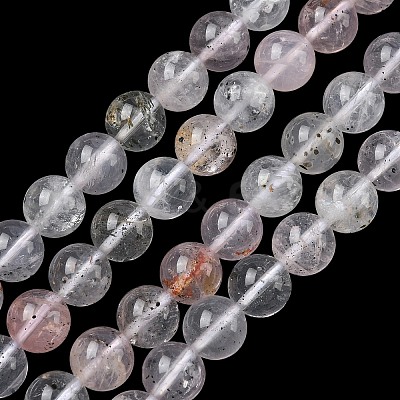 Natural Mica Quartz(Quartz with Mica Inclusions) Round Beads Strands G-C270-B03-8mm-1
