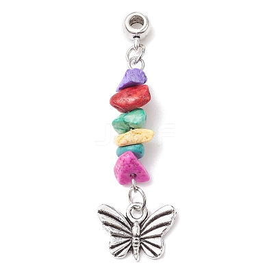 Dyed Synthetic Turquoise Chip Pendants PALLOY-JF02238-02-1