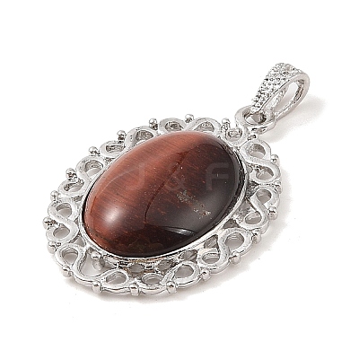Dyed & Heated Natural Red Tiger Eye Pendants G-A226-03P-01-1