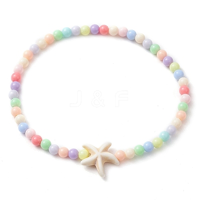 Beach Starfish Synthetic Turquoise Link Bracelets BJEW-JB10238-03-1