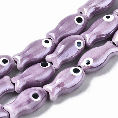 Handmade Porcelain Ceramic Beads Strands PORC-T006-03F-1