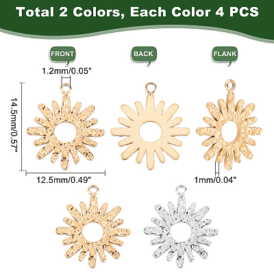 8Pcs 2 Styles 304 Stainless Steel Charms STAS-UN0035-77-1