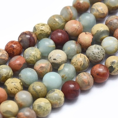 Natural Aqua Terra Jasper Beads Strands G-N0128-48-4mm-1