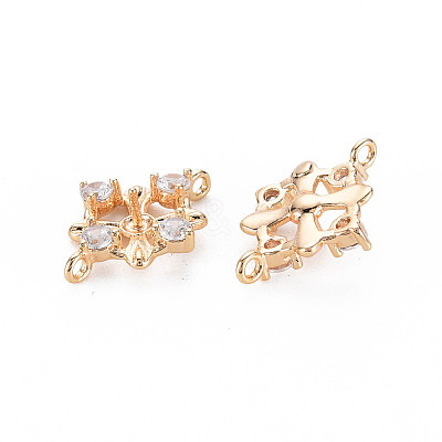 Brass Micro Pave Clear Cubic Zirconia Connector Charms KK-S364-005-1