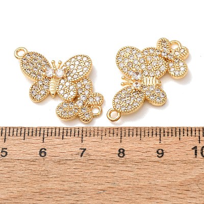 Brass Micro Pave Clear Cubic Zirconia Connector Charms CU-CBA4579-01G-C-1