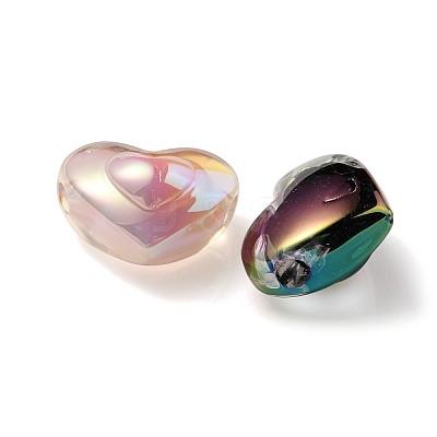 UV Plating Rainbow Iridescent Transparent Acrylic Beads OACR-C007-04-1