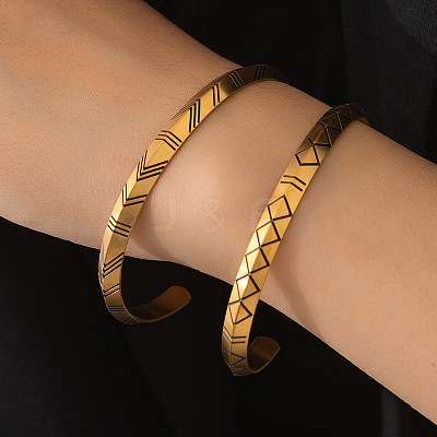Viking Rune 304 Stainless Steel Enamel Open Cuff Bangles WG4F40C-01-1