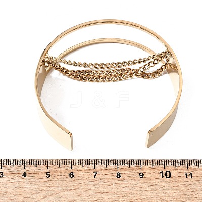 304 Stainless Steel Multi-Chain Open Cuff Bangles BJEW-K264-06G-1