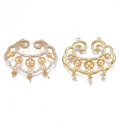 Brass Micro Pave Clear Cubic Zirconia Peg Bails Pendants KK-N232-233-1