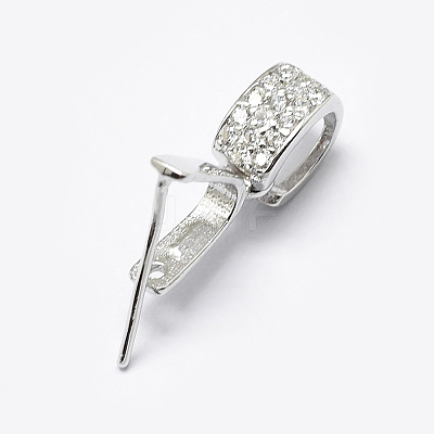 Anti-Tarnish Rhodium Plated 925 Sterling Silver Micro Pave Cubic Zirconia Pendant Bails X-STER-P034-43P-1