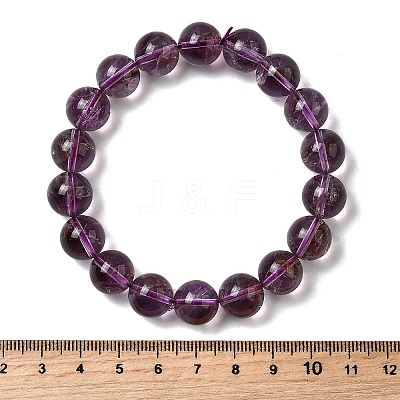 Natural Amethyst Round Beads Stretch Bracelets for Women BJEW-L712-B04-12mm-1