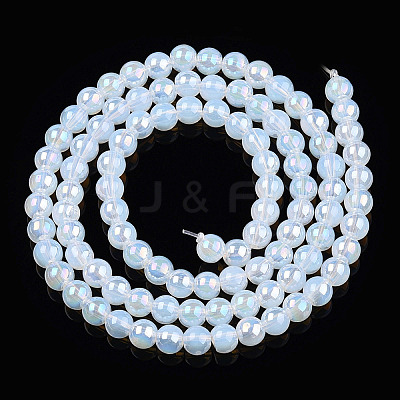 Electroplate Imitation Jade Glass Beads Strands GLAA-T032-J4mm-AB02-1